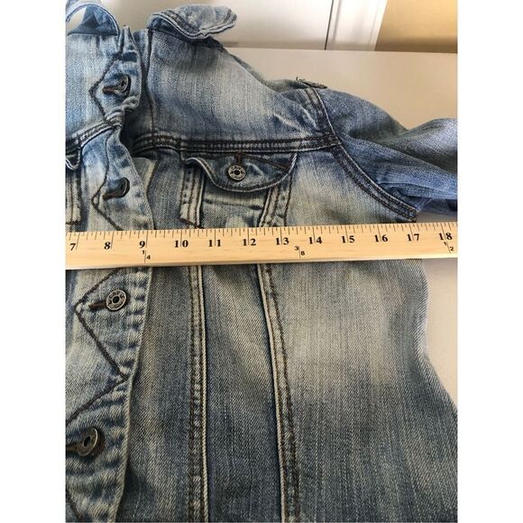 C & V Girls Small Denim Button Front Blue Jean Jacket Artisan Made - Picture 7 of 11